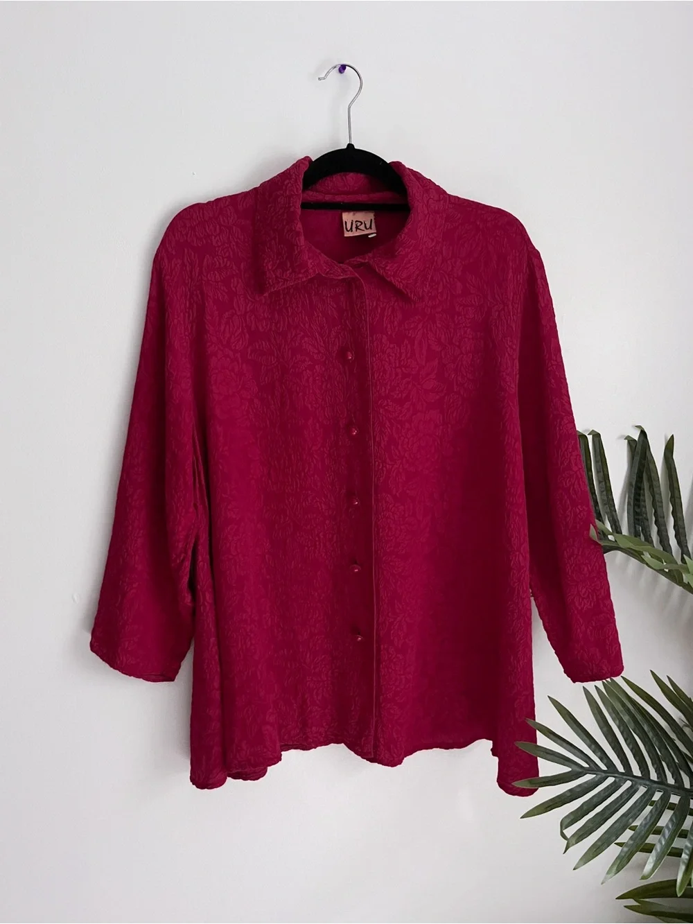 Vintage 100% Handcrafted Silk Red Blouse